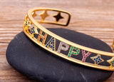 Beautiful Gemstones "Cuff  Bangles" Luxury Collection 18k Gold Plated  "10 Styles"