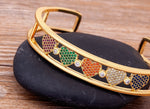 Beautiful Gemstones "Cuff  Bangles" Luxury Collection 18k Gold Plated  "10 Styles"