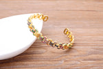 Beautiful Gemstones "Cuff  Bangles" Luxury Collection 18k Gold Plated  "10 Styles"