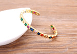 Beautiful Gemstones "Cuff  Bangles" Luxury Collection 18k Gold Plated  "10 Styles"