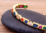 Beautiful Gemstones "Cuff  Bangles" Luxury Collection 18k Gold Plated  "10 Styles"