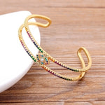 Beautiful Gemstones "Cuff  Bangles" Luxury Collection 18k Gold Plated  "10 Styles"