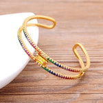 Beautiful Gemstones "Cuff  Bangles" Luxury Collection 18k Gold Plated  "10 Styles"