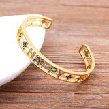 Beautiful Gemstones "Cuff  Bangles" Luxury Collection 18k Gold Plated  "10 Styles"