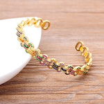 Beautiful Gemstones "Cuff  Bangles" Luxury Collection 18k Gold Plated  "10 Styles"