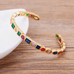 Beautiful Gemstones "Cuff  Bangles" Luxury Collection 18k Gold Plated  "10 Styles"