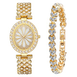 Luxury Rhinestone Quartz Watch with Matching Bracelet