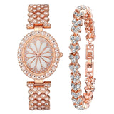 Luxury Rhinestone Quartz Watch with Matching Bracelet