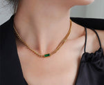 Emerald Green Luxury Necklace with Bracelet and Earrings